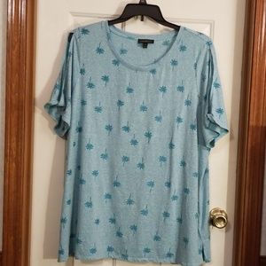 Lane Bryant palm print SS tee. Sz 22/24.